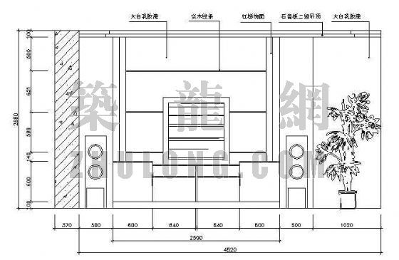 cad立面电视背景资料下载-造型详图-电视背景墙类