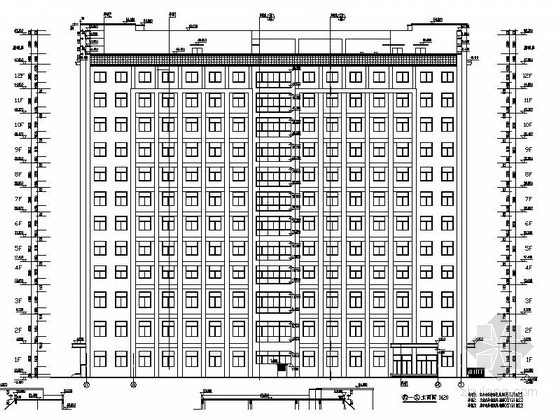 [河南]十二层徽派风格中医院建筑施工图（含效果图）-十二层徽派风格中医院建筑立面图