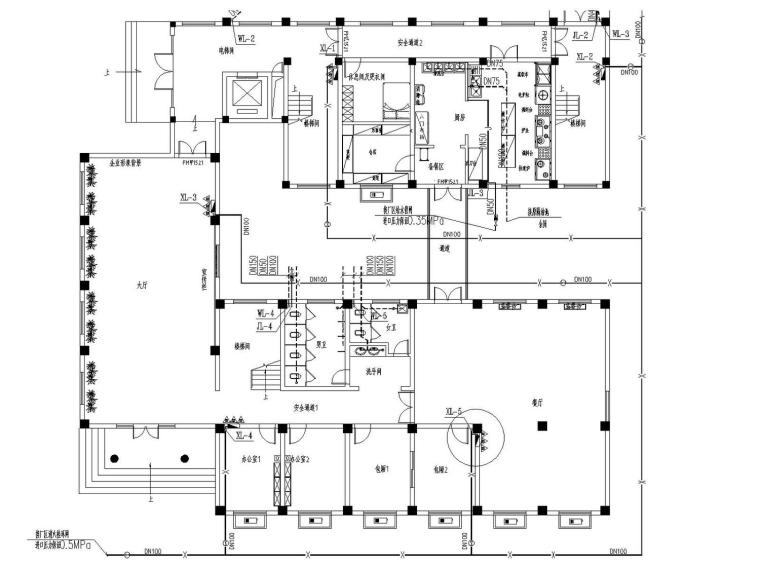 二层办公楼给排水系统图资料下载-[浙江]七层办公楼给排水施工图设计（最新设计）