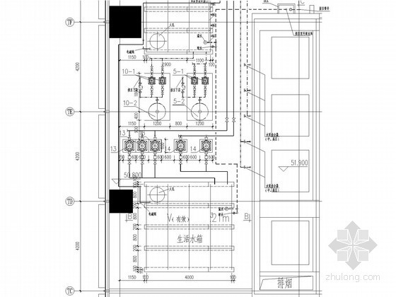 [江苏]150米一类超高层综合办公楼给排水消防施工图-给水泵房平面图 