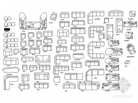 沙发平面CAD图块下载资料图纸总缩略图 