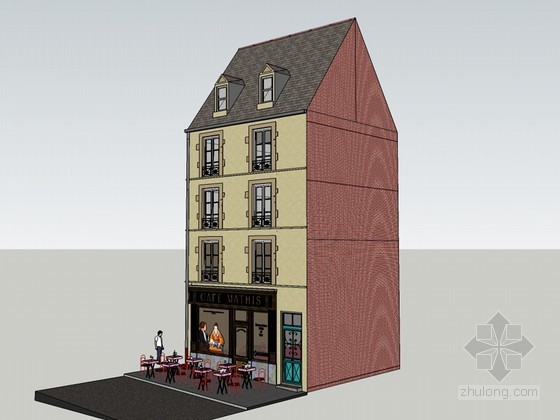咖啡馆建筑SketchUp模型下载-咖啡馆建筑 