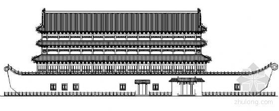 古建长廊立面图资料下载-仿古船立面图