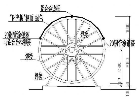 自行车棚平立剖面图-3