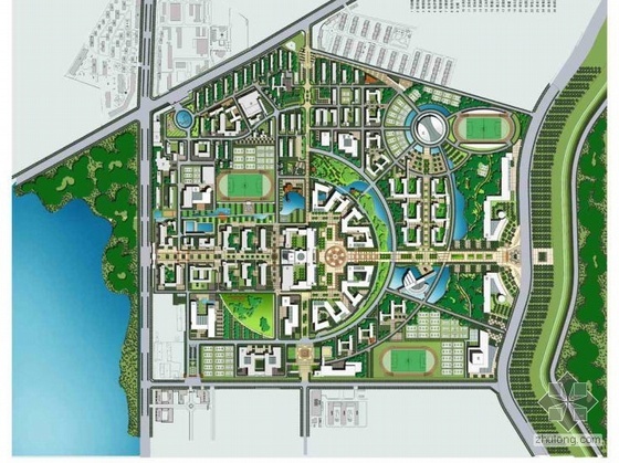大学校园景观规划平面图资料下载-大学校园总体规划方案