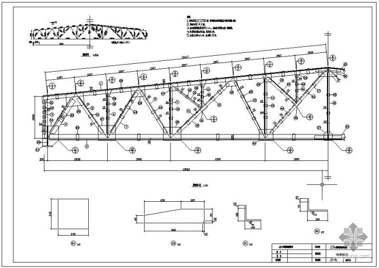 27米梯形钢屋架cad图资料下载-[学士]某27m梯形钢屋架结构设计图