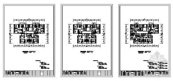 三板四带设计平面图资料下载-板楼住宅建筑标准层平面图(三个)