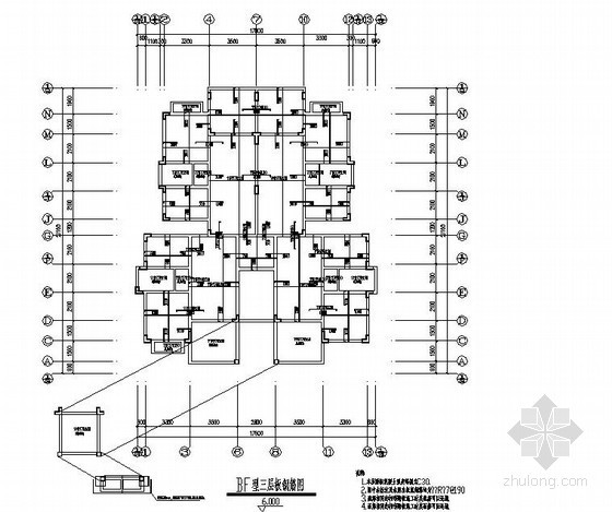 y型住宅建筑图资料下载-[重庆]某四层异形柱框架洋房结构设计图（BF型）