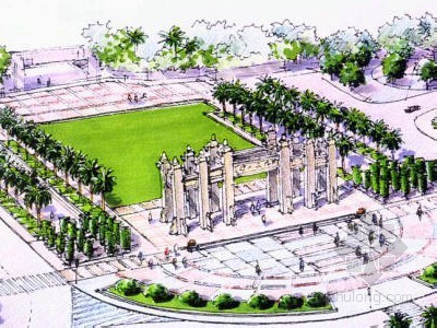 校园矩形广场设计资料下载-[广州]校园前广场景观规划设计