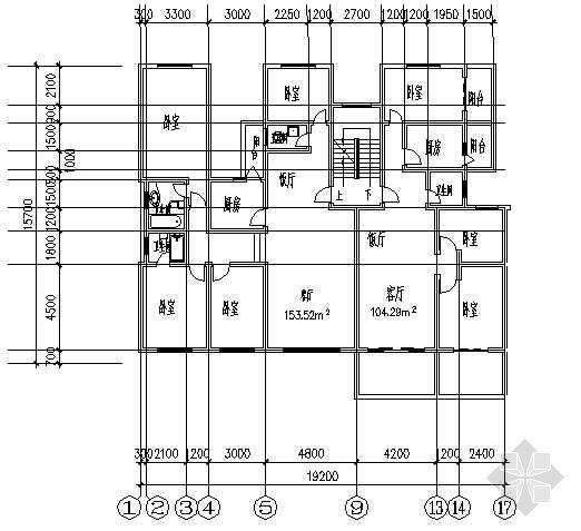 四室两厅户型平面图资料下载-四室两厅一厨三卫153平米