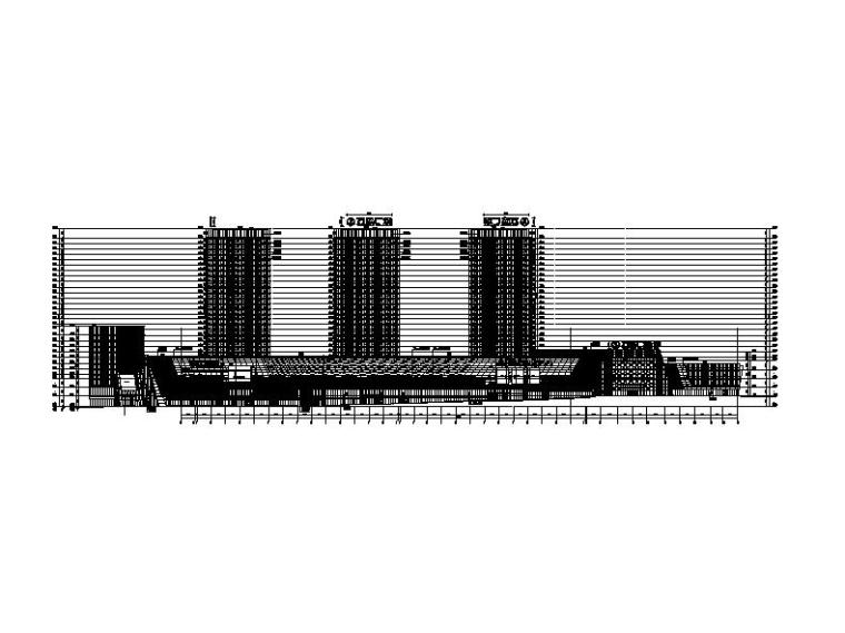 [福建]高层现代穿插式商业综合体建筑设计方案文本（含效果图）-高层现代穿插式体块商业综合体建筑立面图