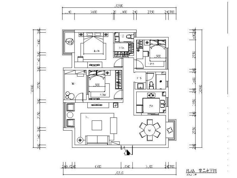 简约欧式三居室施工图资料下载-[南昌]温馨简欧三居室设计施工图