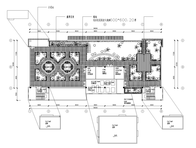 中型商场平面结构设计图资料下载-36套屋顶花园景观CAD平面图（各类型的屋顶花园）1-10