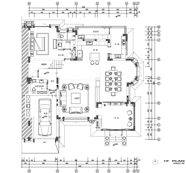客厅吊顶和餐厅吊顶资料下载-[辽宁]青墨雅涵—444㎡中式风格住宅设计施工图及效果图
