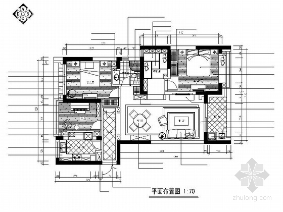 田园风格地面效果图资料下载-[杭州]典雅小区田园风格两居室装修施工图（含效果图）