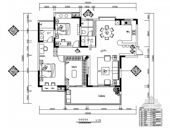 现代风格两居室方案资料下载-[江苏]清新现代风格两居室样板间装修施工图（含效果）
