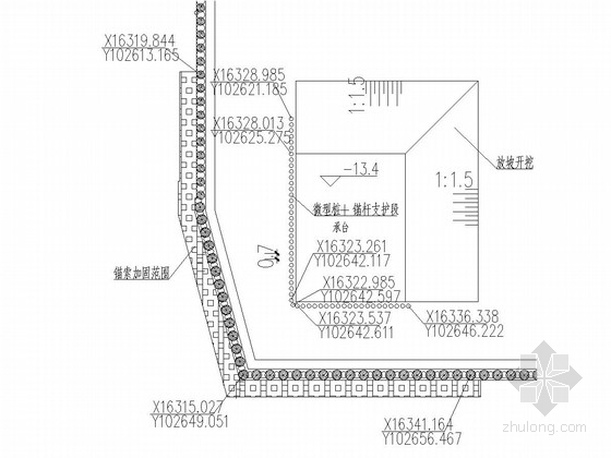 [广东]超高层建筑14米深基坑桩撑支护施工图（圆形内支撑）-27电梯井开挖支护及加固平面布置图 