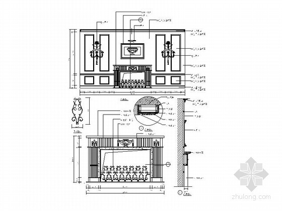 欧式壁炉CAD大样图下载 