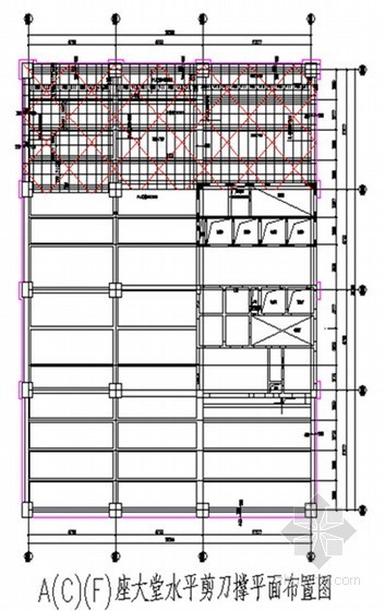 [北京]高层框架结构综合楼高支模安全施工方案-剪刀撑平面布置图 