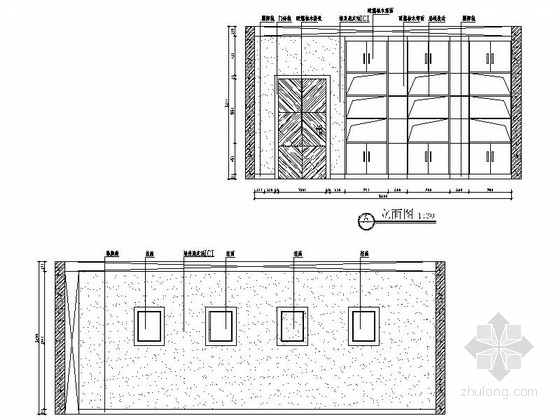 [广东]综合性门户城市学校现代图书馆CAD装修施工图教师办公室立面图 