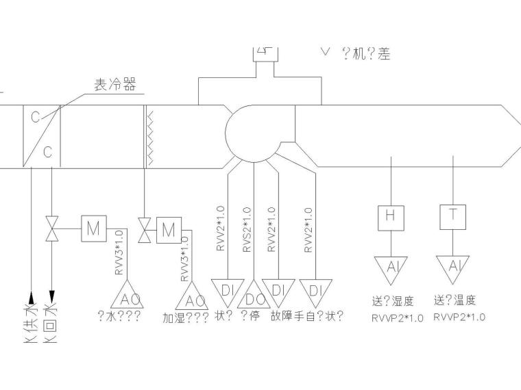 重庆大型医院全套电气施工图-新风机组控制原理图.jpg