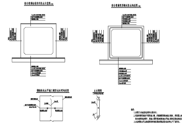 城市地下综合管廊结构设计图166张PDF-管廊外防水设计