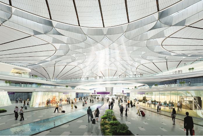 24米跨混凝土钢屋盖资料下载-独家揭秘北京新机场：中国规模最大空地一体化交通枢纽