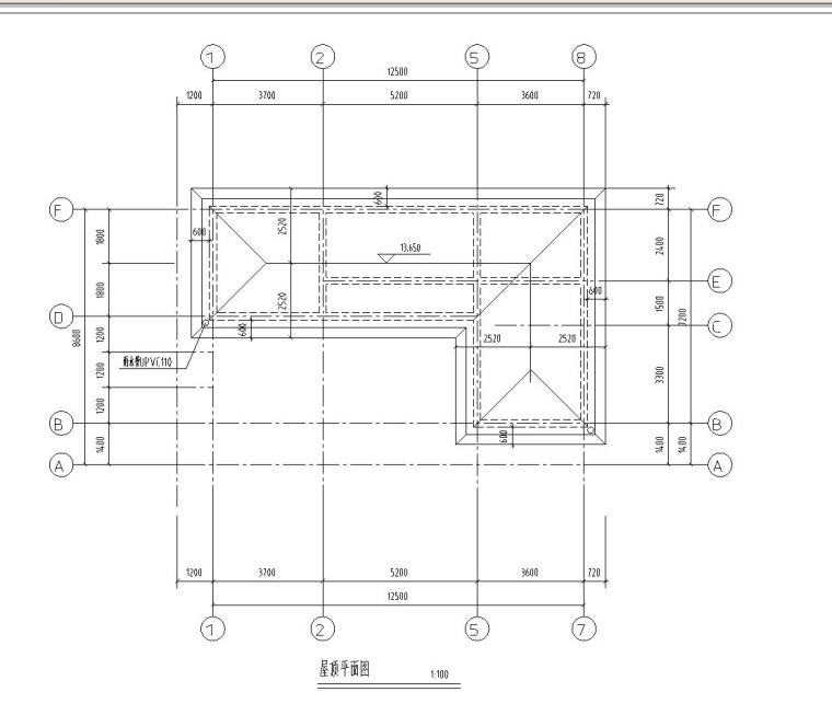 四层单家独院式别墅建筑设计文本层（包含效果图）-屋顶平面图
