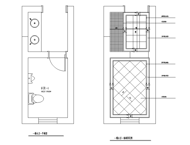 [江苏]浪漫法式风450平米独栋别墅设计施工图（附效果图）-公卫地面拼花图
