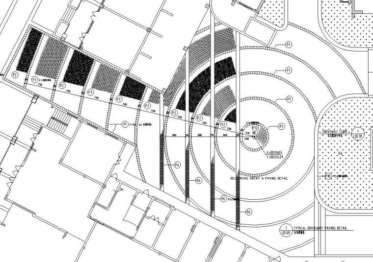 [浙江]水印康庭居住区景观施工图设计（包含CAD+50个文件）-铺装平面图一
