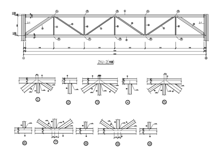 屋顶排水平面图cad资料下载-纵横桁架体系钢结构屋盖结构施工图（CAD、40张）