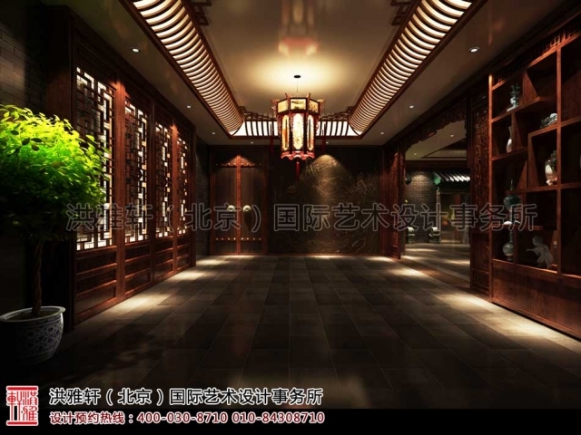 汉唐风格模型资料下载-上海休闲会所古典中式装修 迷离深邃的汉唐古韵