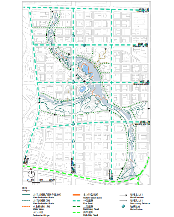 [湖北]滨水山地复合型立体化CBD中央城市公园景观设计方案（2017最新）-交通流线分析