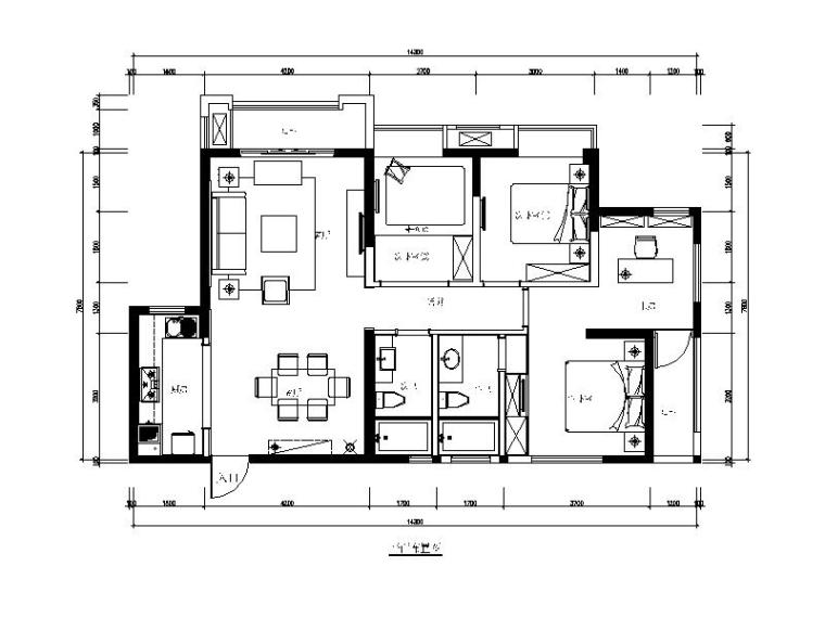 传统中式样板房施工图资料下载-[福建]新中式样板房户型CAD施工图（含实景图）