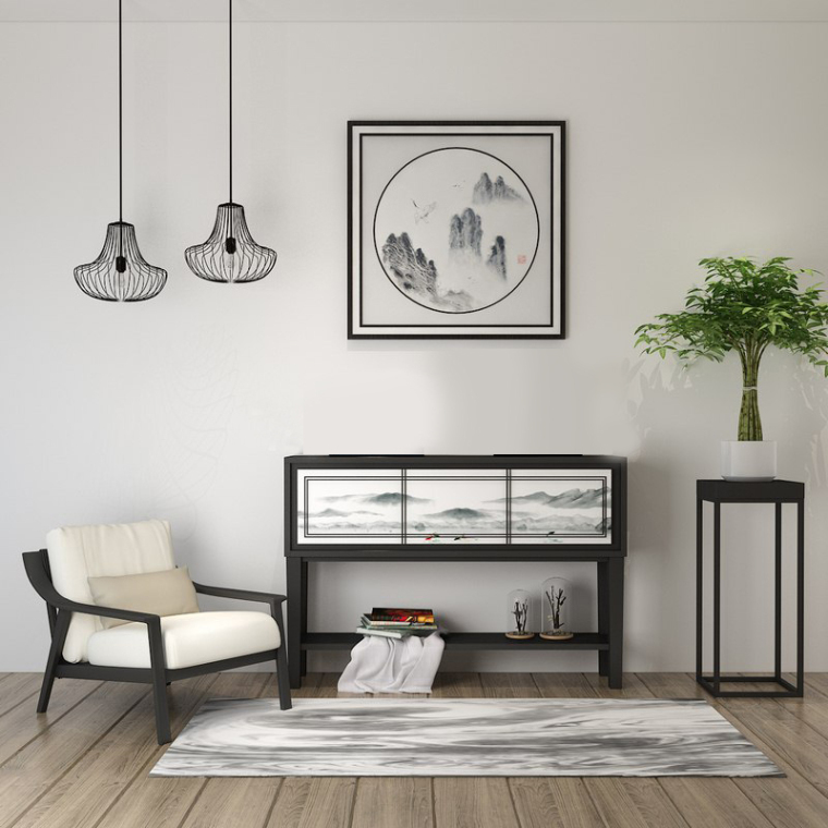 中式家具新中式资料下载-新中式单椅边柜陈设品组合