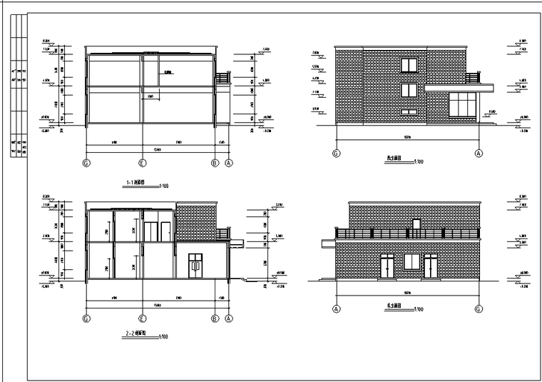 某公司食堂建筑CAD施工图（含大样详图）-剖面图