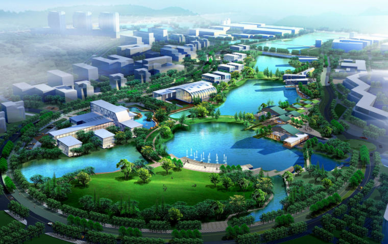 [武汉]大学科技园总体规划-园区公共鸟瞰图