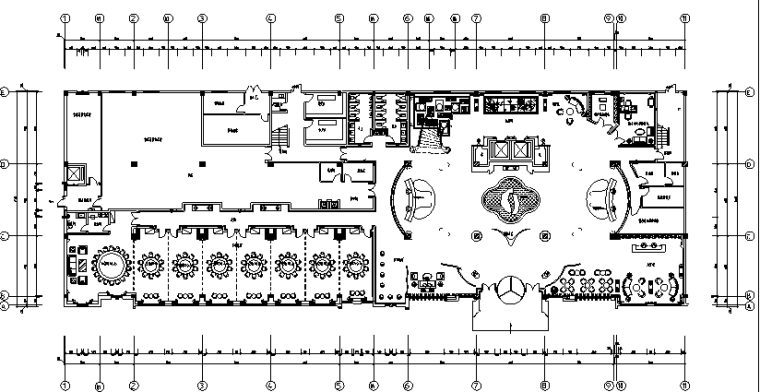 花园酒店项目全套施工图（附效果图）-一层平面布置图