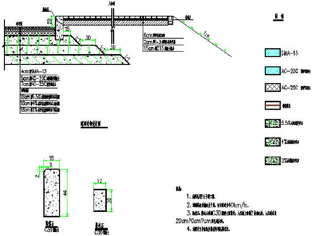 重庆2015年设计36m宽市政道路初步设计图纸186张CAD（路桥涵照明交通排水海绵城市）-路面结构设计图