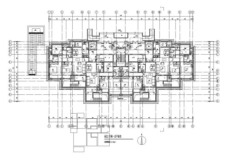 [江苏]苏州欧陆风格居住区建筑方案施工图设计（CAD）-高层2号楼一层平面图