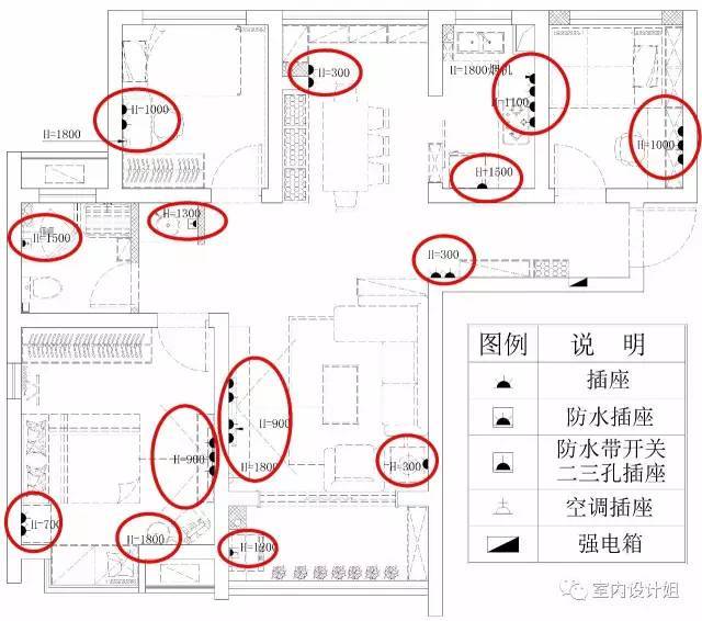 三室两厅装修房资料下载-关于开关插座数量、安装高度，超全！