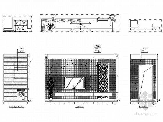 [河南]新中式风格两居室样板间CAD施工图（含效果图）客厅立面图 