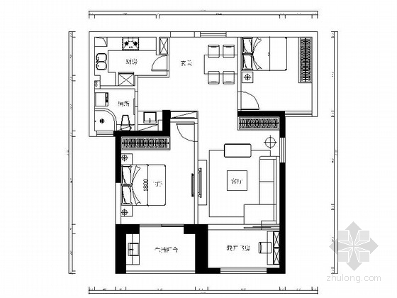 85平两居室样板间资料下载-时尚现代两居室样板间装修施工图