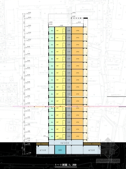 [浙江]现代风格住宅小区规划设计方案文本（含CAD总图）-现代风格住宅小区规划设计方案剖面图