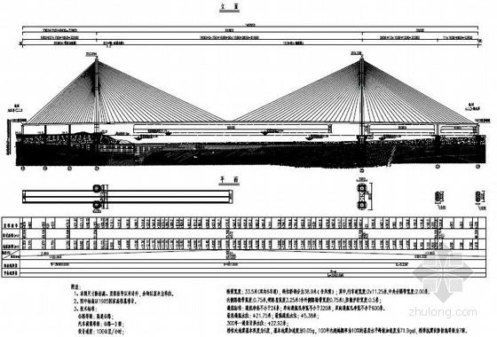 300米悬索桥资料下载-[湖北]6车道双塔单侧混合梁斜拉桥上部结构图纸83张（桥宽33.5米）