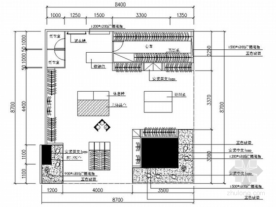 服装店设计施工图含尺寸资料下载-精品现代风格服装专卖店室内装修施工图（含效果图）