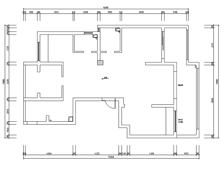 御河湾140平米现代简约住宅设计施工图（附效果图+3D模型）-原始建筑图