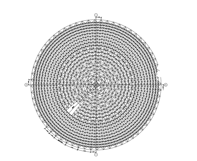 网壳结构节点图资料下载-正放四角锥球壳网架结构施工图（CAD、14张）