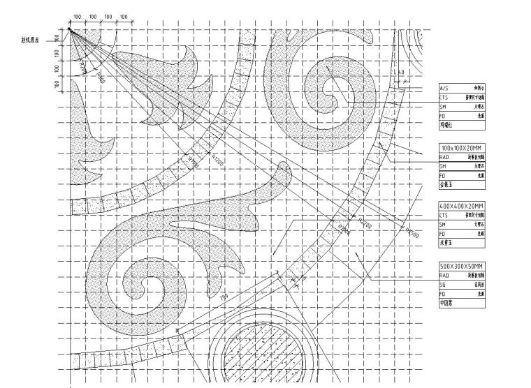 特色亭子设计详图 （钢筋混凝土结构）-铺装放线图