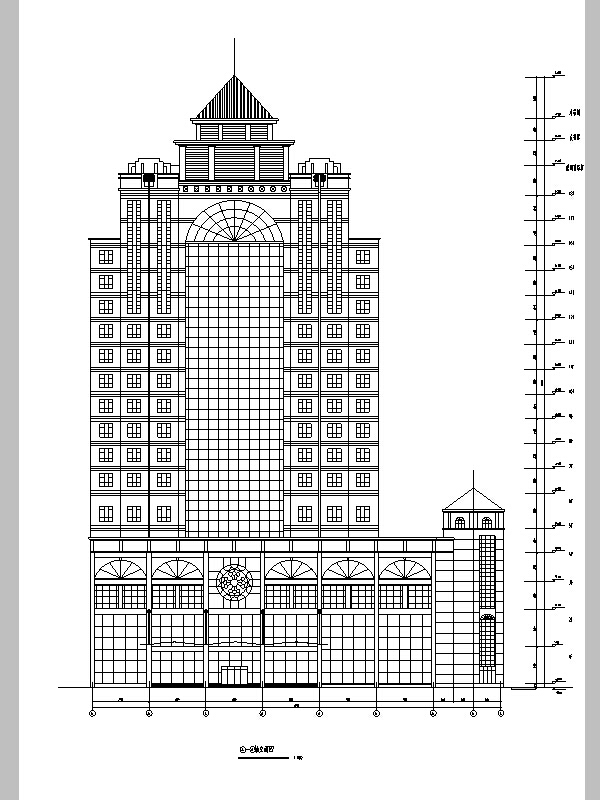 高层幕墙构造设计施工图资料下载-现代欧式高层塔楼式酒店建筑设计施工图CAD